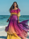 Summer vacation fashion elegant contrast color dress 0af8