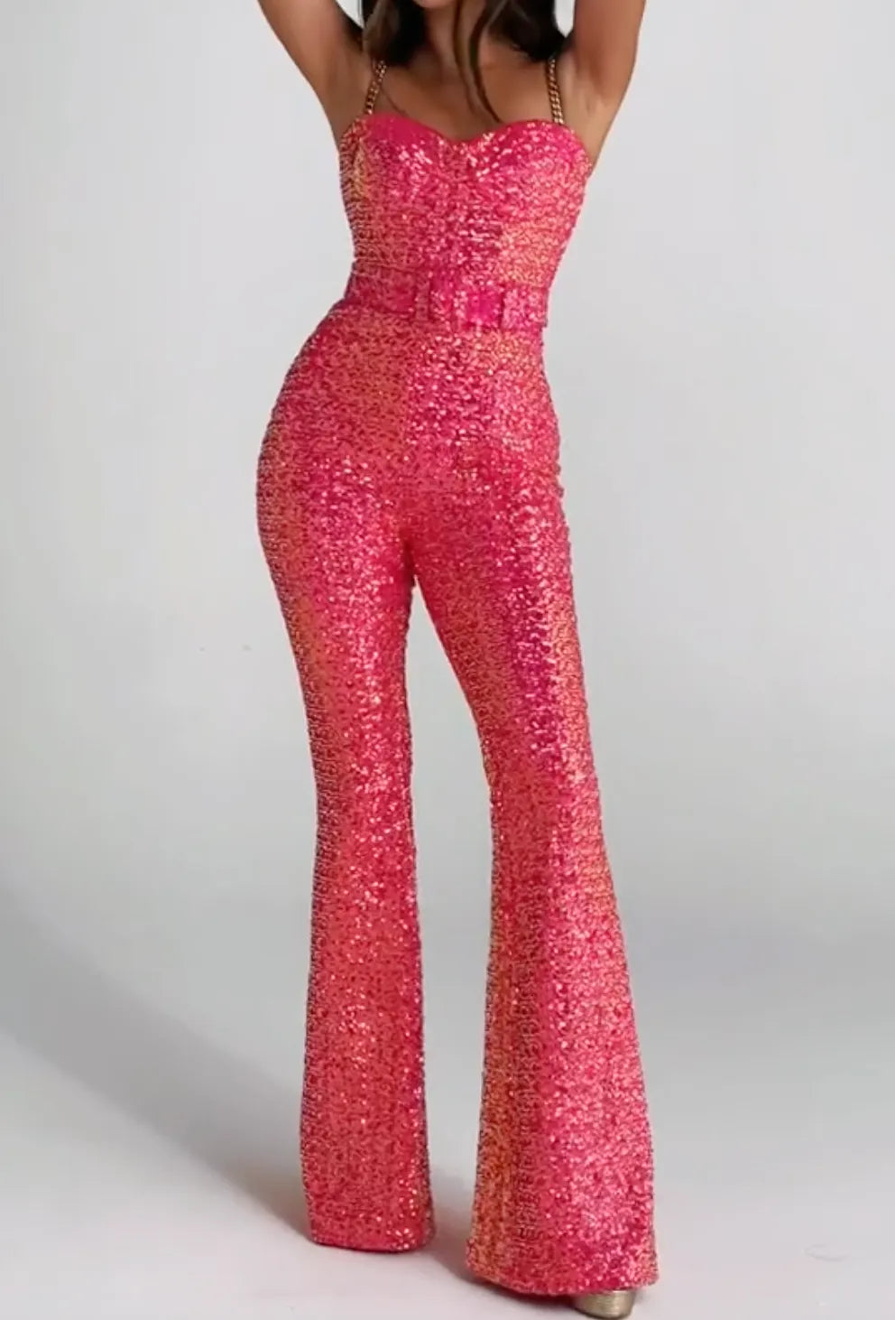 Hot Pink Ombre Sequin Jumpsuit