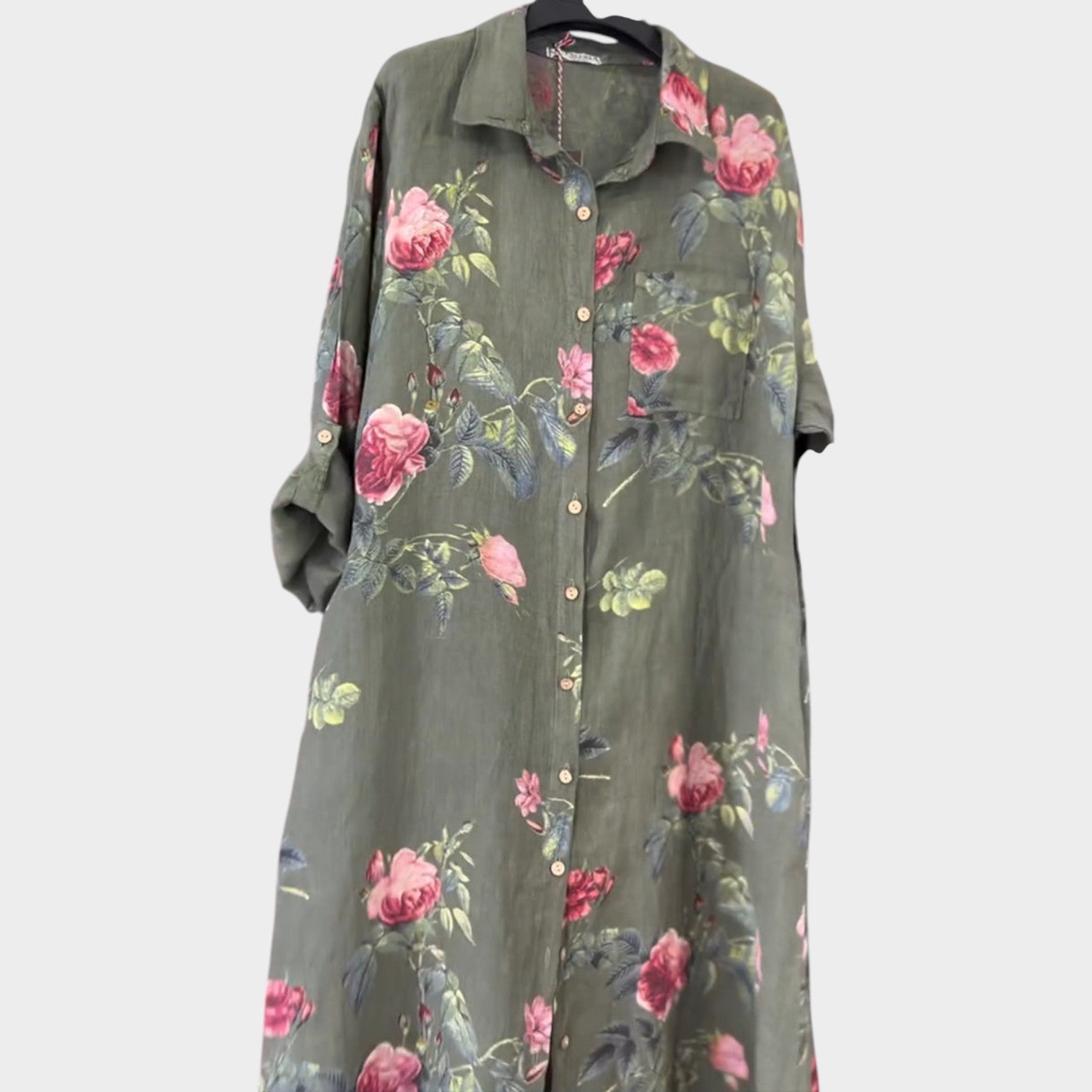 Floral Button-Down Shirt Dress
