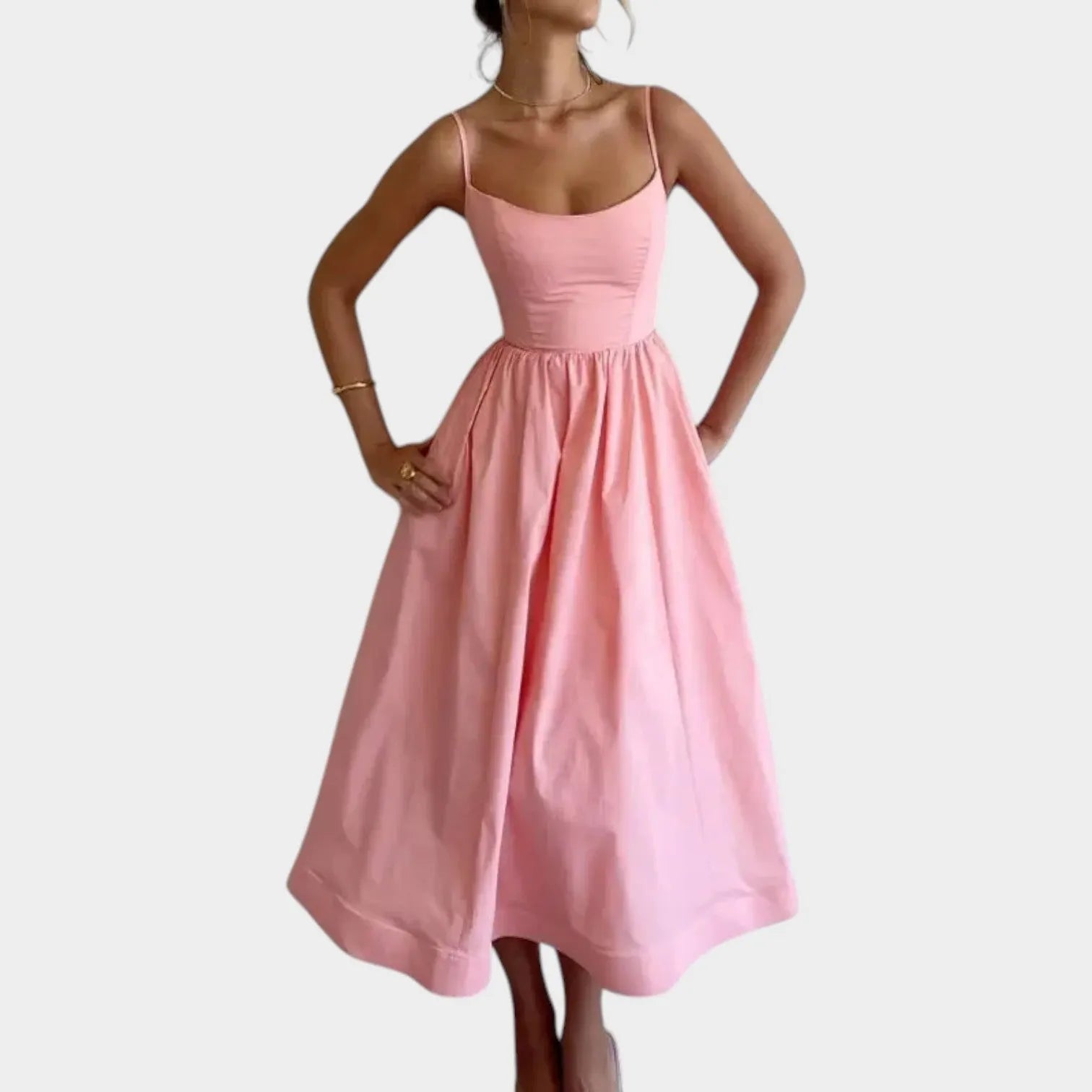 Spaghetti Strap Flowy Midi Dress