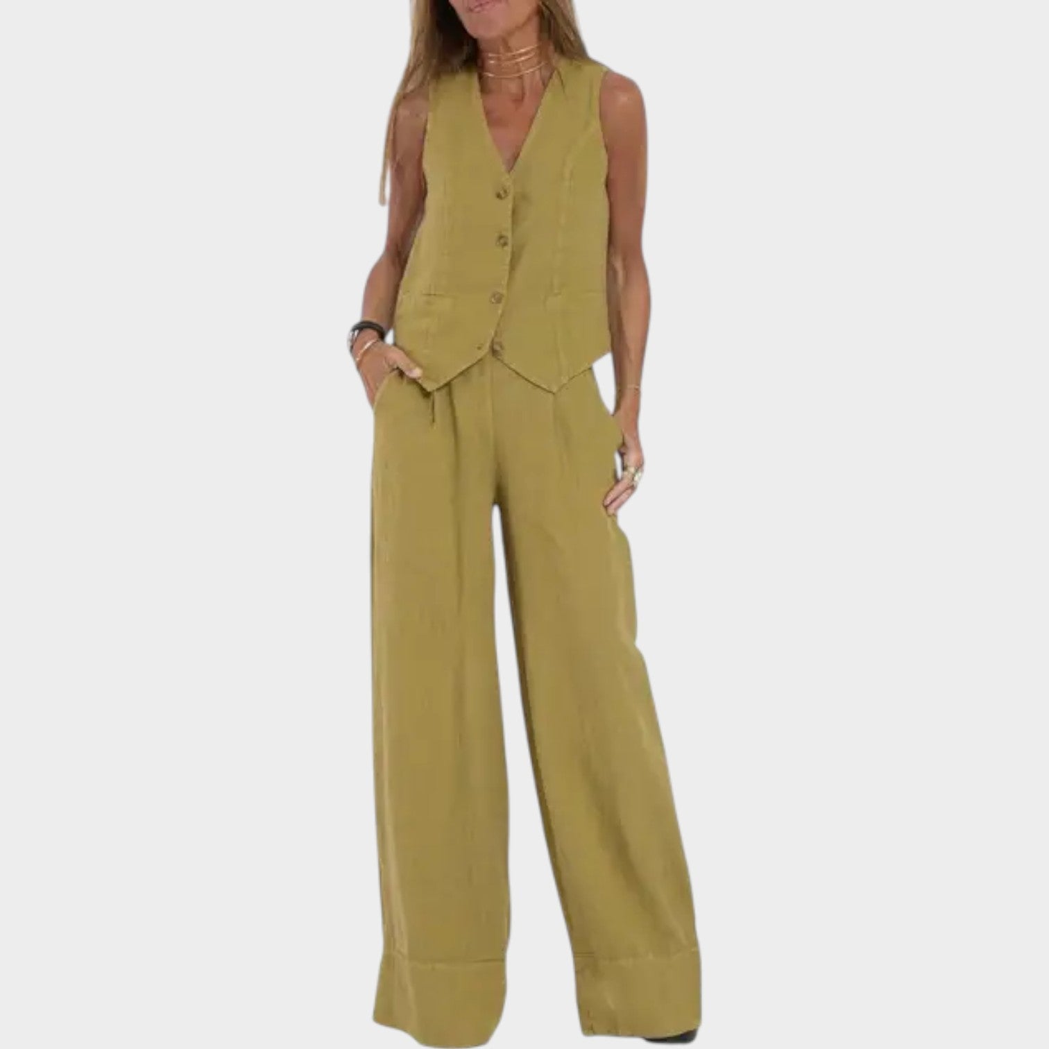 Chic Sleeveless Vest & Wide-Leg Set