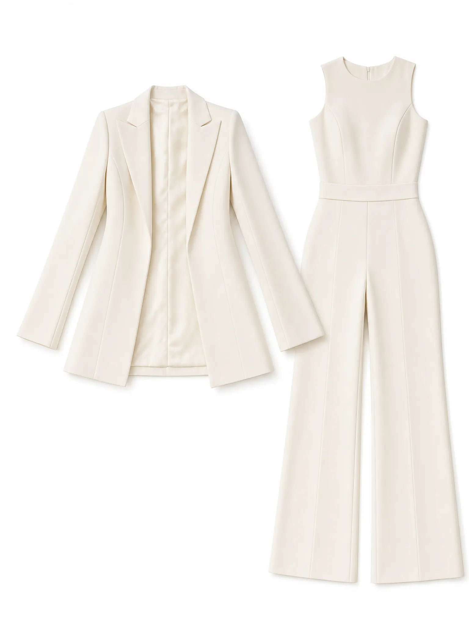 Elegant Cape-Style Blazer And Sleeveless Wide-Leg Jumpsuit Two-piece Set