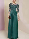 Chiffon Lace Short Sleeves Maxi Dress