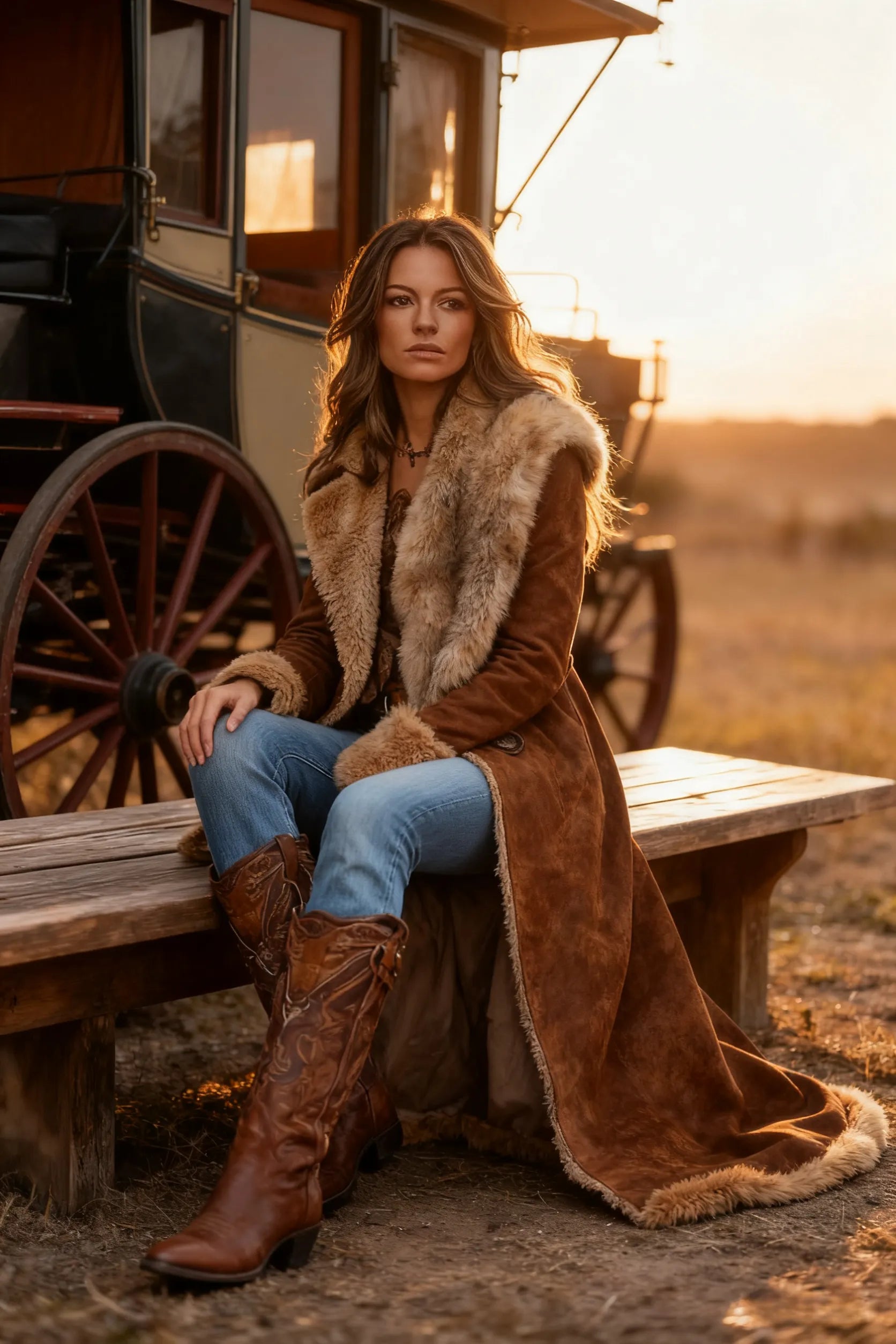 Denim Women's Western Retro Coat Plush Autumn And Winter Warm Coat
