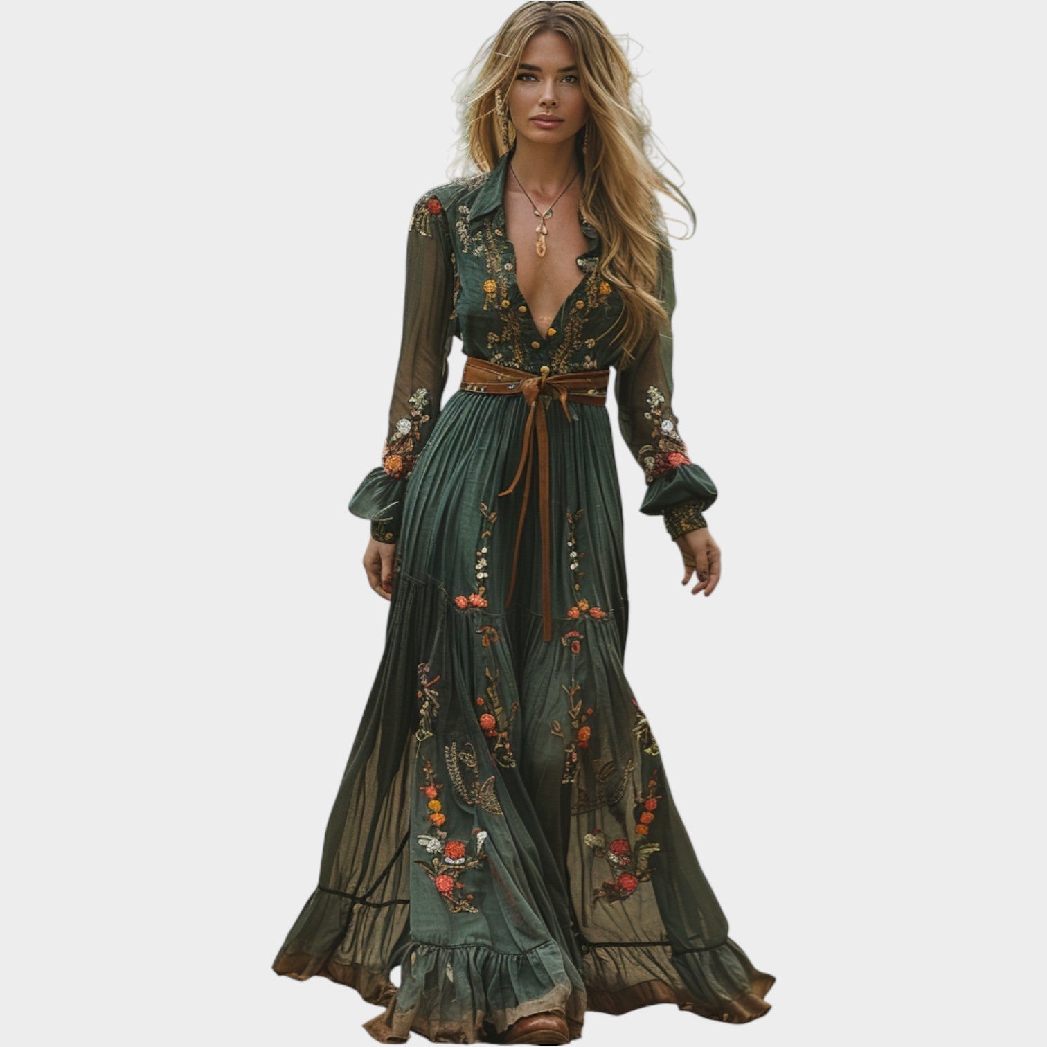 Bohemian Embroidered Maxi Dress