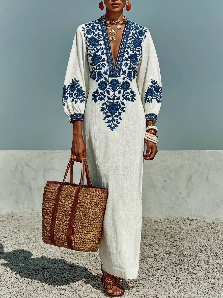 Loose-fit Casual Linen And Cotton Dress