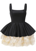 Petal Detail A Line Dress Black Ivory