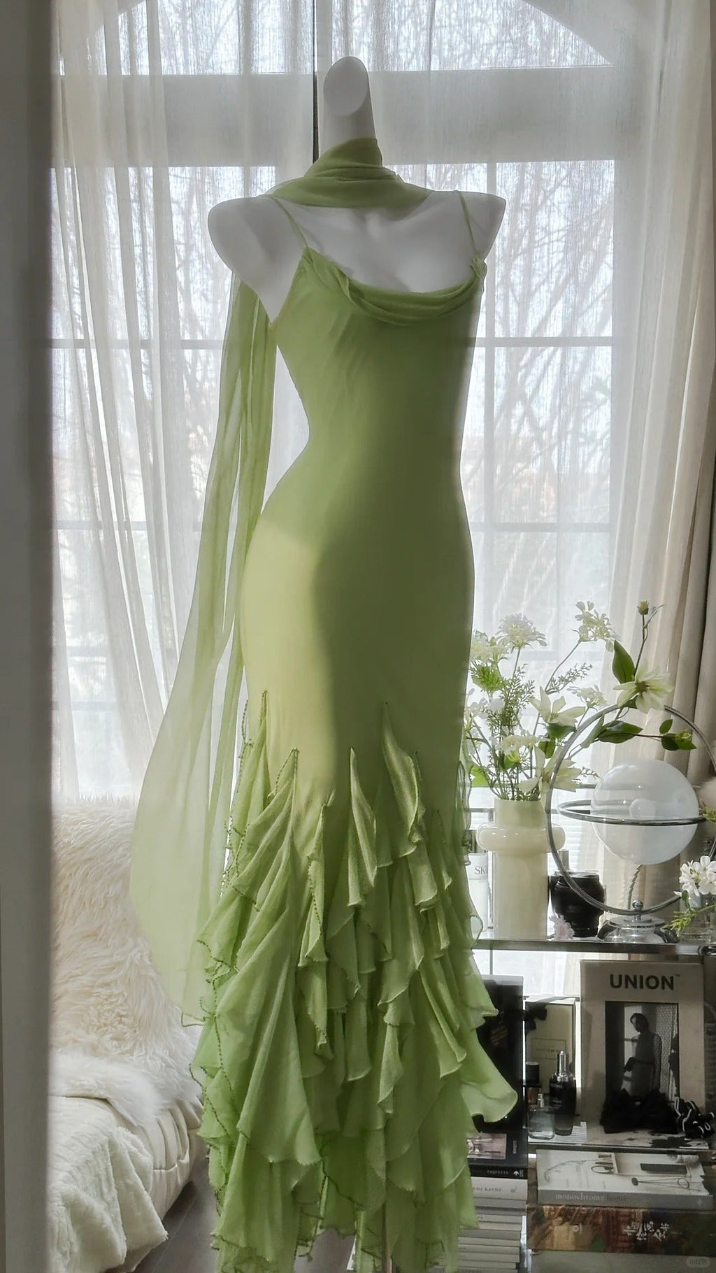 Vintage Evening Dresses, Sleeveless Green Party Gowns  25524