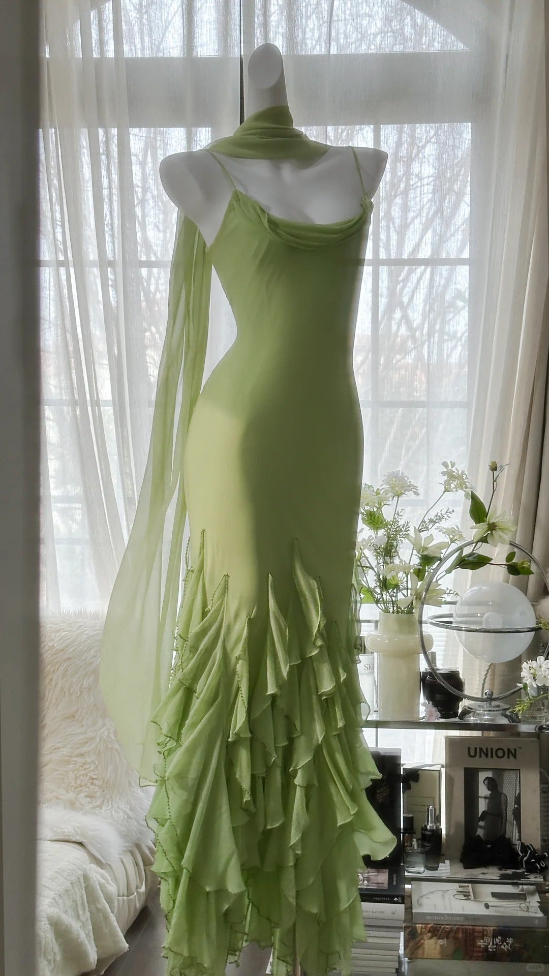 Vintage Evening Dresses, Sleeveless Green Party Gowns  25524