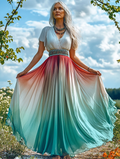 Summer vacation fashion elegant contrast color dress c8a1