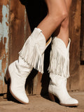 [24-hour shipping out]Women's Western Embroidered Tassel Leather Cowboy Boots