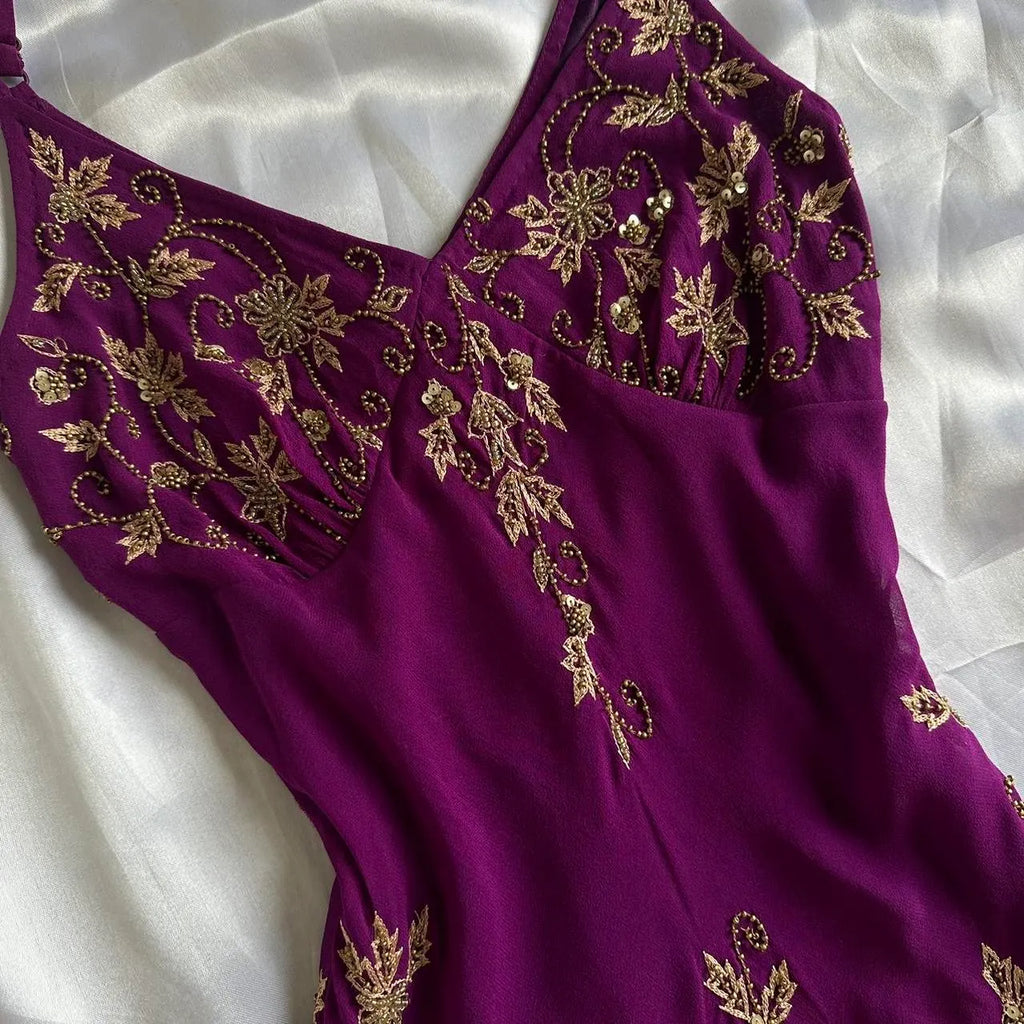 Women's Purple and Gold Dress