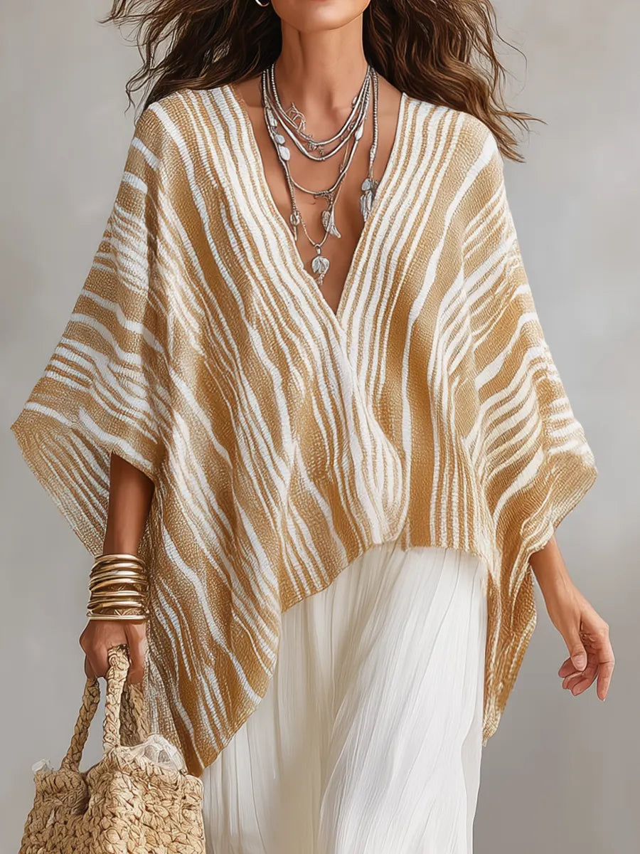Textured Poncho & Maxi Skirt Set