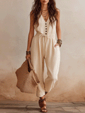 Effortlessly Chic Buttoned Linen Jumpsuit