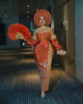 Orange Traditional Asooke, Wedding Guest, Bridal Asooke, African clothing, African fashion, Couple outfit, Owanbe, Engagement, Photoshoot,