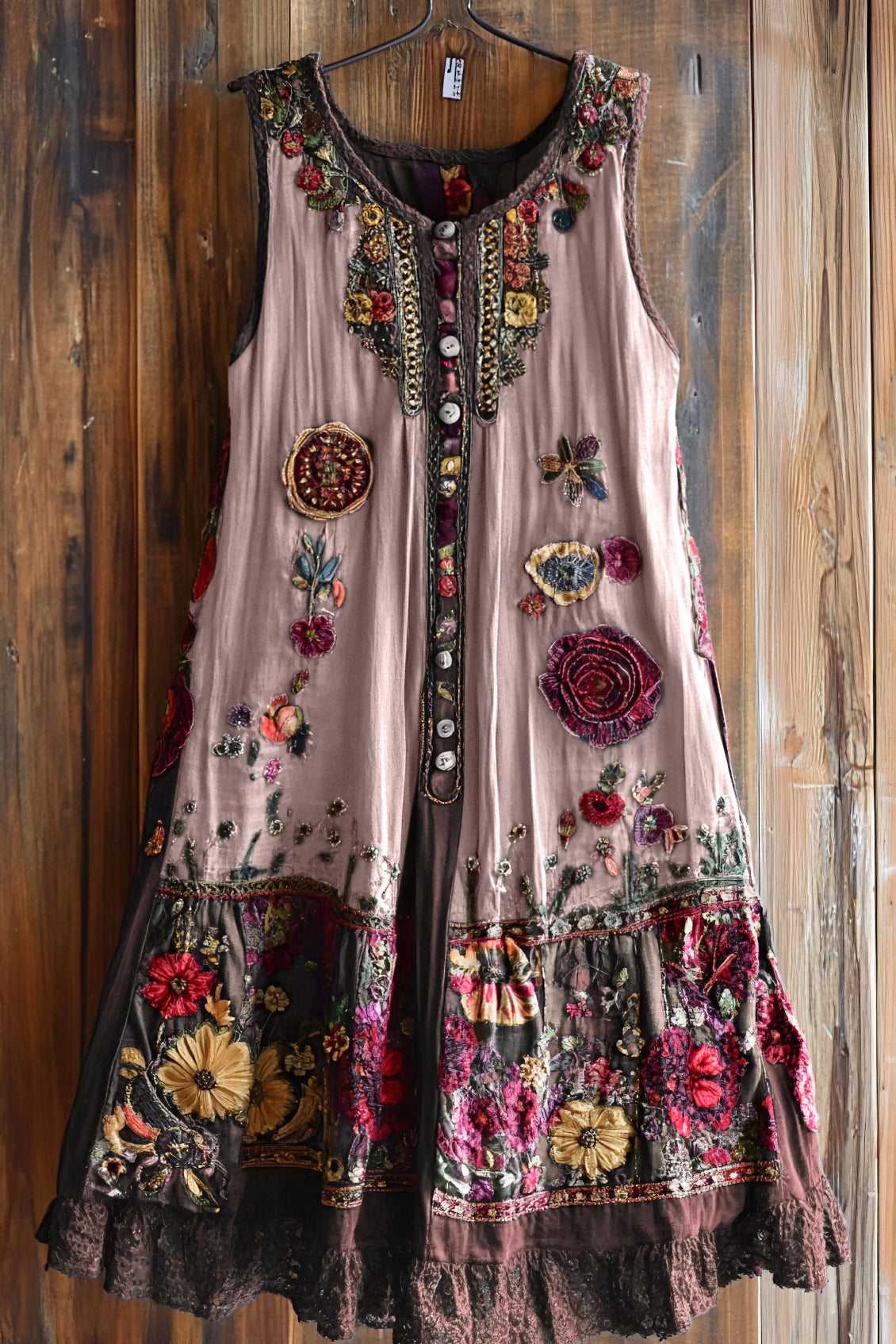 Vintage Floral Lace Patchwork Art Comfy Sleeveless Dress