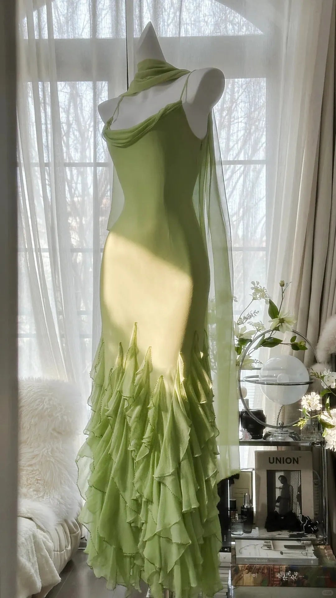 Vintage Evening Dresses, Sleeveless Green Party Gowns  25524