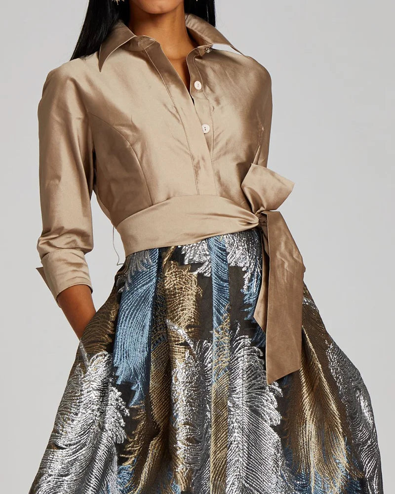 Contrasting Maxi Dress Shirt Collar - 01