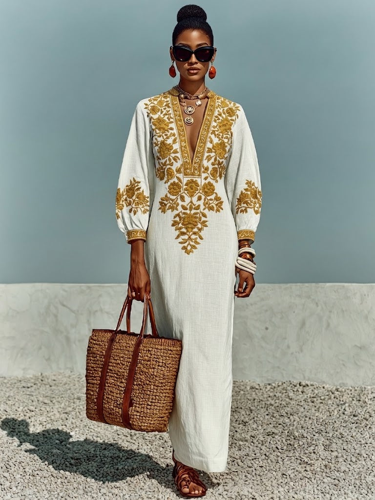 Loose-fit Casual Linen And Cotton Dress