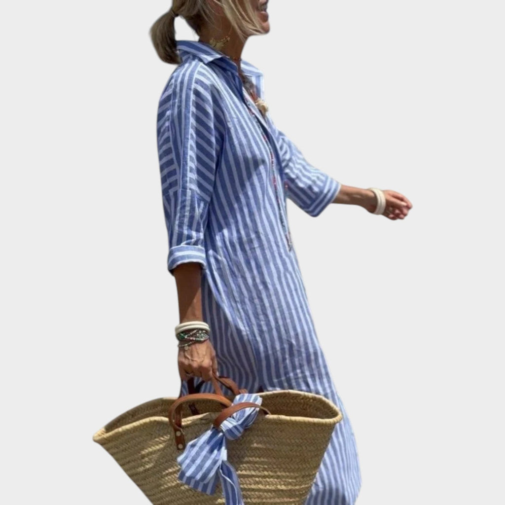 Bohemian Printed Midi Shirt Dress
