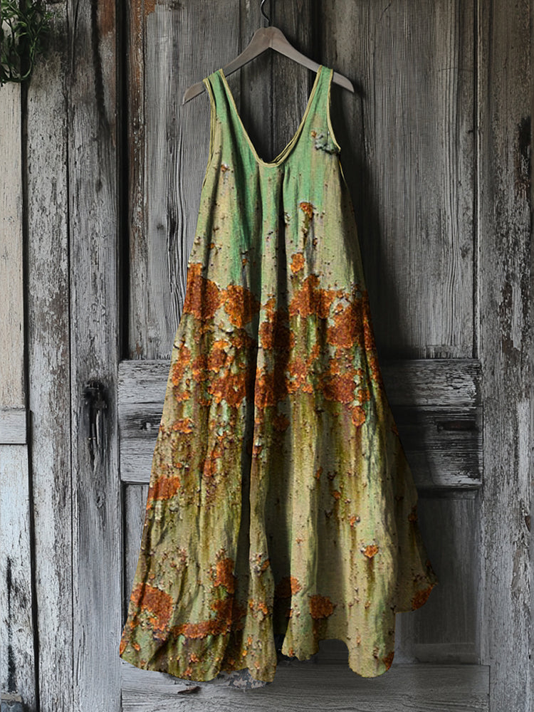 Vintage Rust Art Loose Tank Midi Dress 2e6e