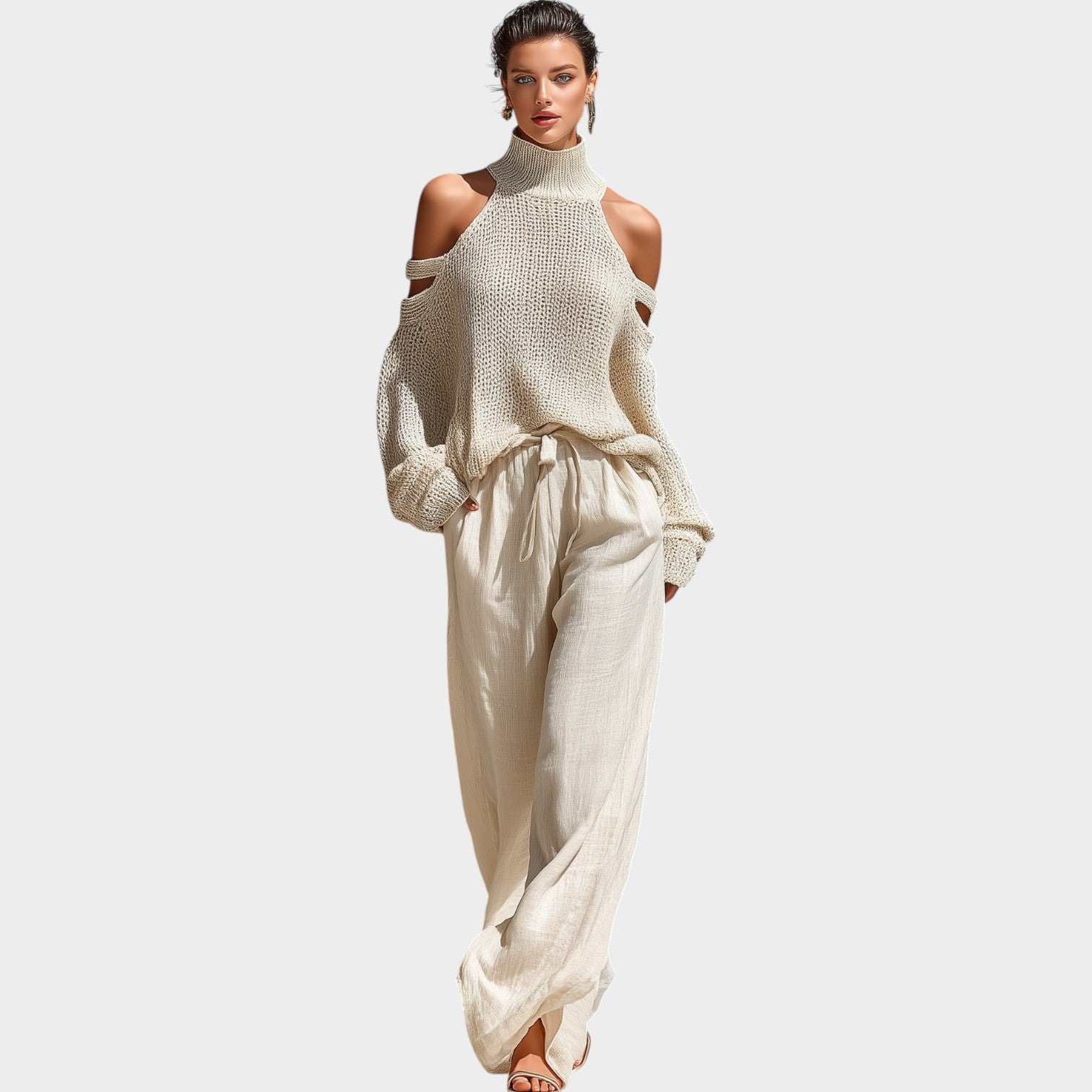 Relaxed Cold-Shoulder Knit Set