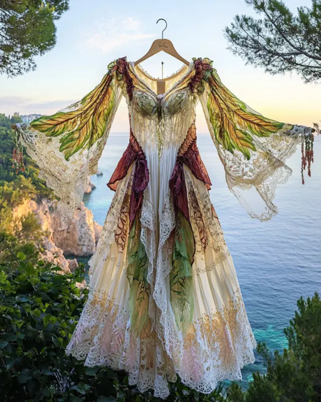 Summer Holiday Ruffle Lace Contrast Dress 241f
