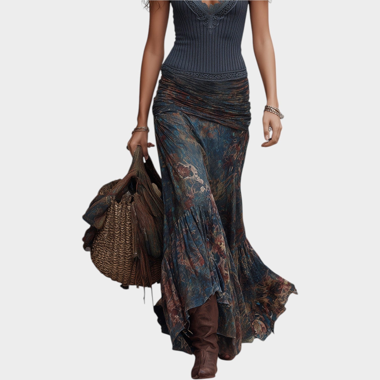 Boho Chic Lace Trim Maxi Outfit