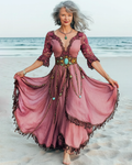 Summer Vacation Seaside Turquoise Beaded Linen Dress e334