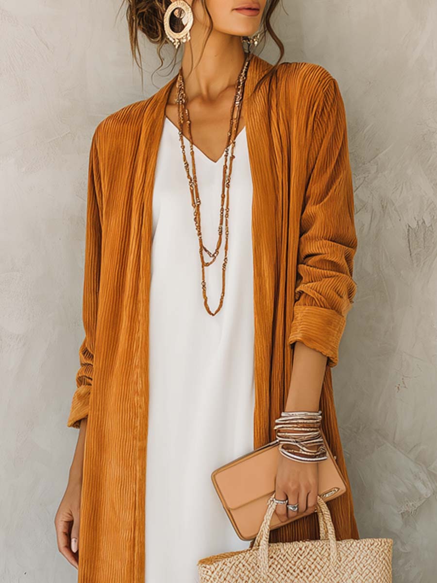 Loose Long Sleeves Corduroy Jacket
