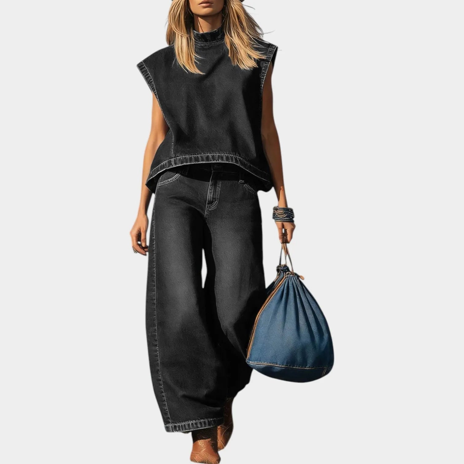 Modern Denim Two-Piece Set