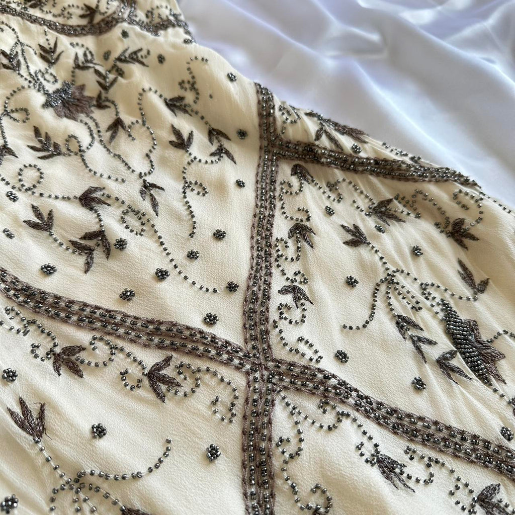 Women's Cream and Grey Dress