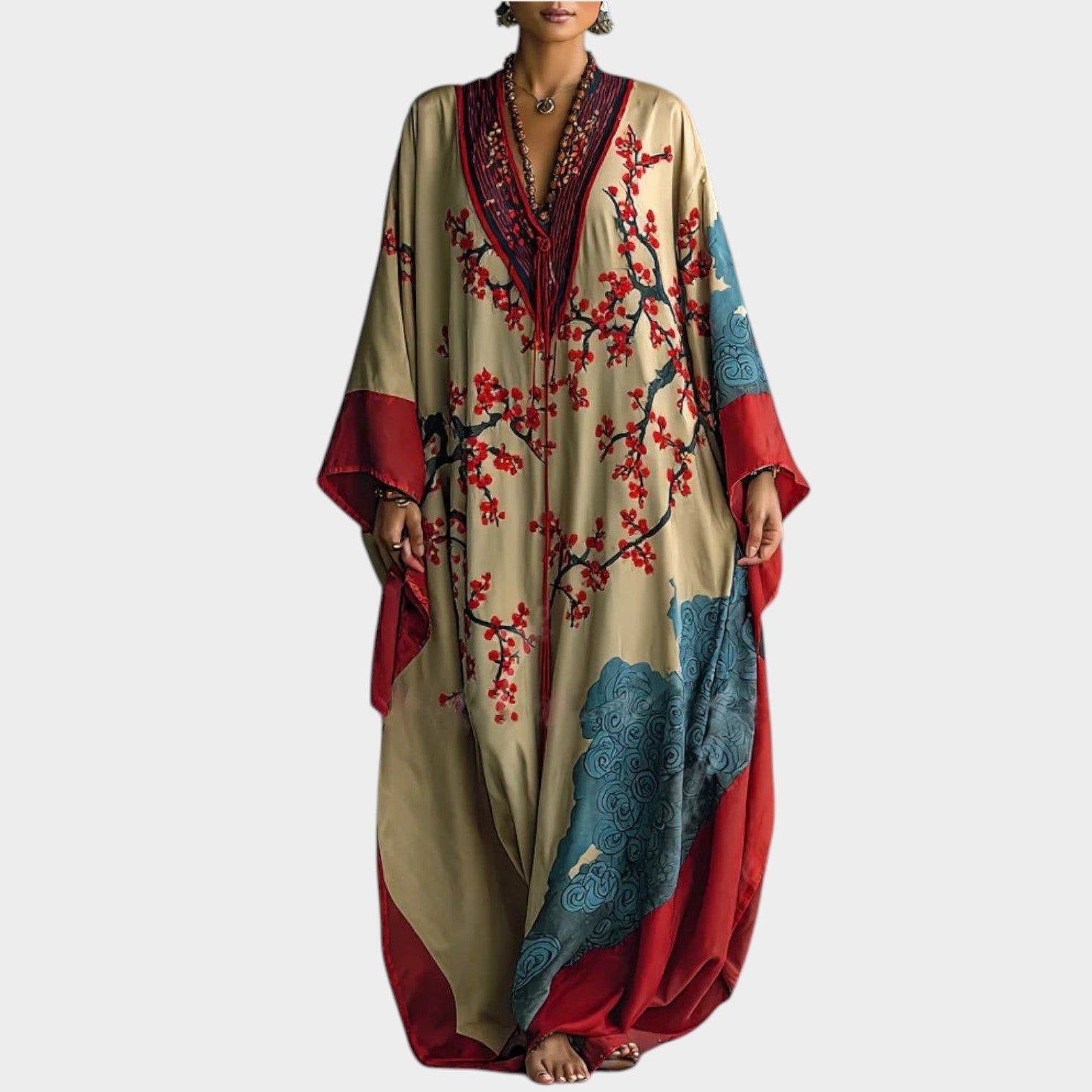 Printed Oversized Kaftan Maxi Dress