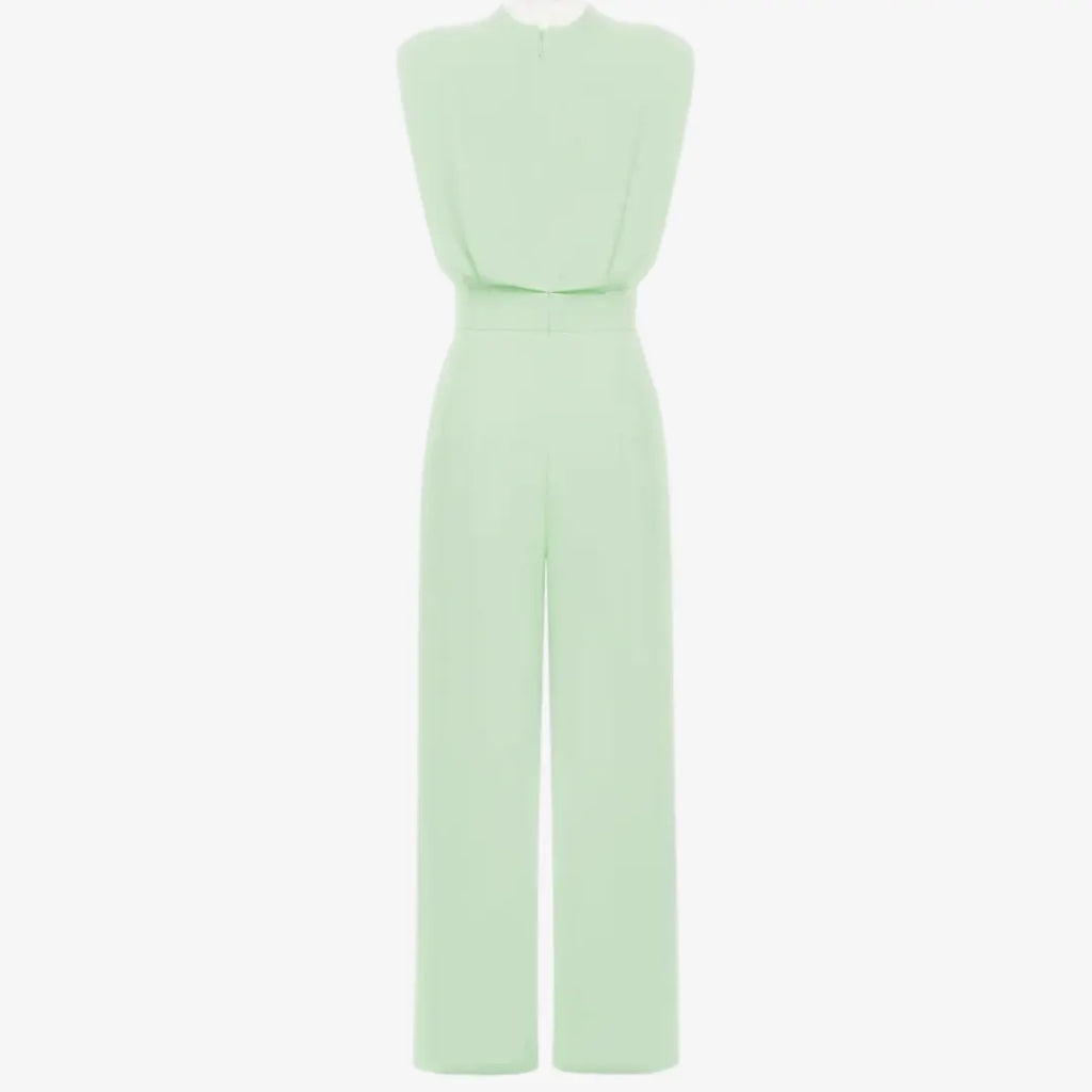 Tailored Sleeveless Jumpsuit with Pleated Detail