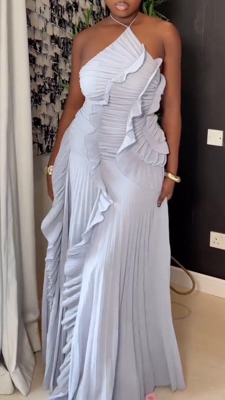 Halter Ruffled Maxi Dress
