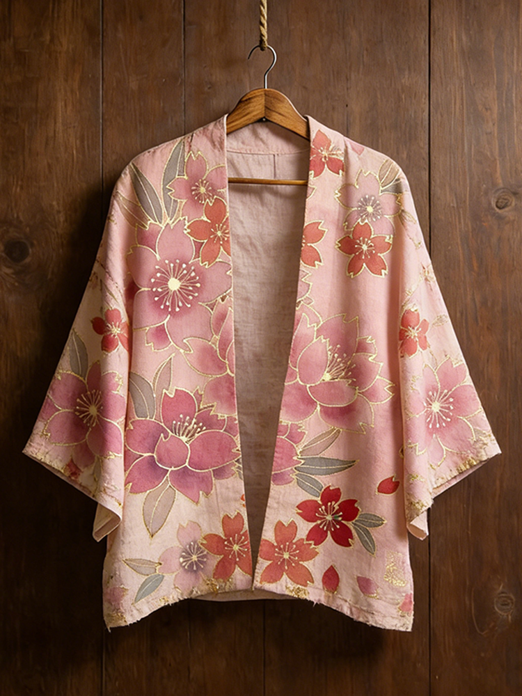 Japanese Art Style Cherry Blossom Pattern Cardigan