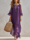 Bohemian Style Purple Chiffon Maxi Dress