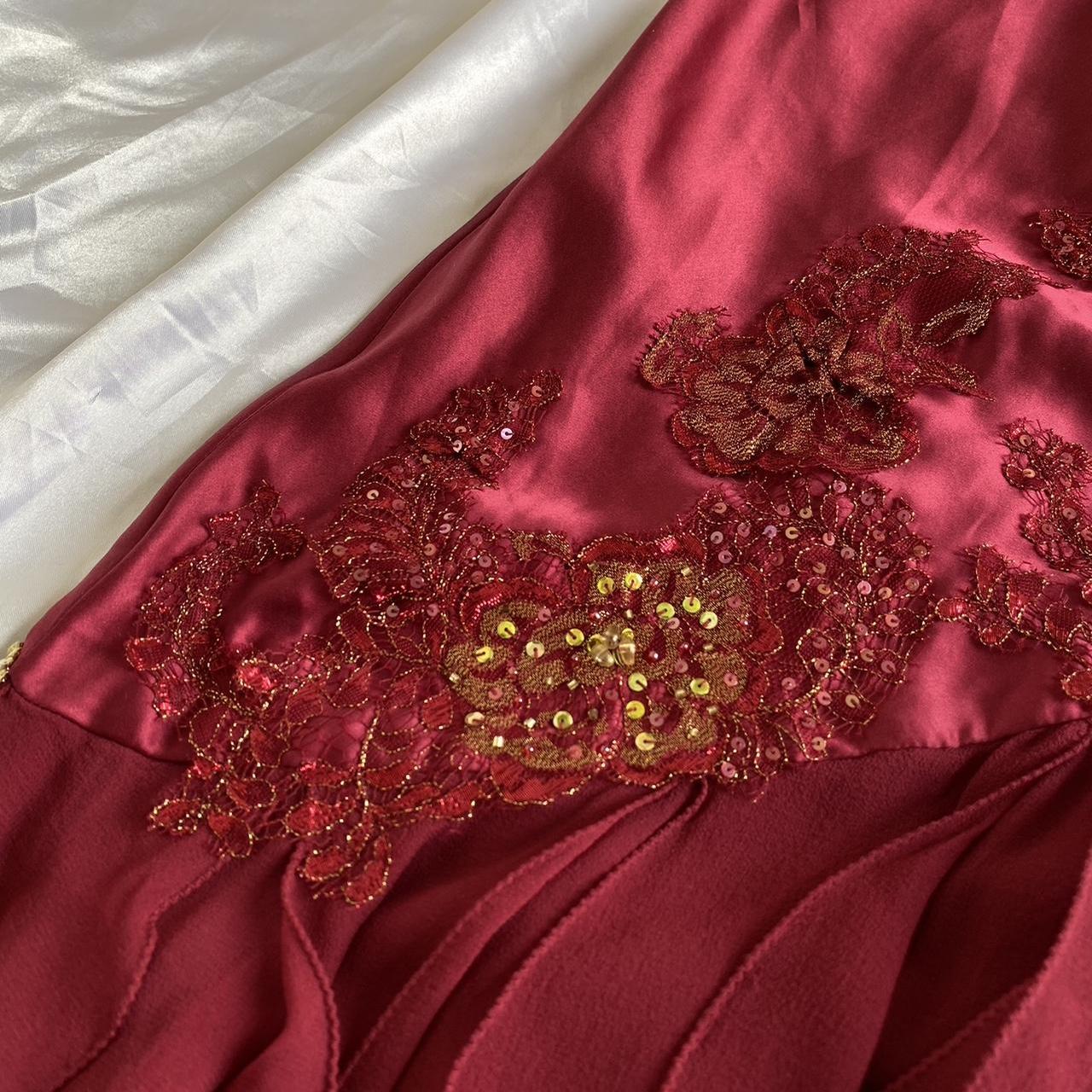 Women's Burgundy and Gold Dress