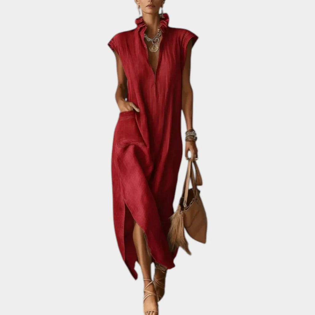 Ruffled Collar Midi Dress