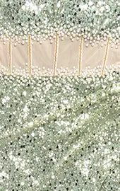 Strapless Pearl Sequin Maxi Dress Green