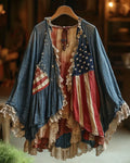 Summer Vintage Independence Day Lace Patchwork Cardigan 5091