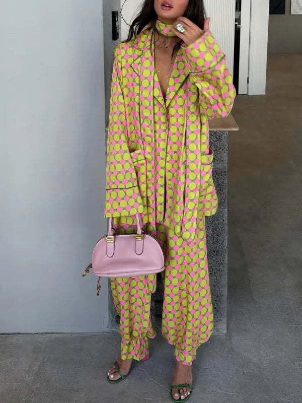 Polka Dot Blazer & Jogger Pants Co‑Ord Set