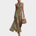 Floral Halter Neck Maxi Dress
