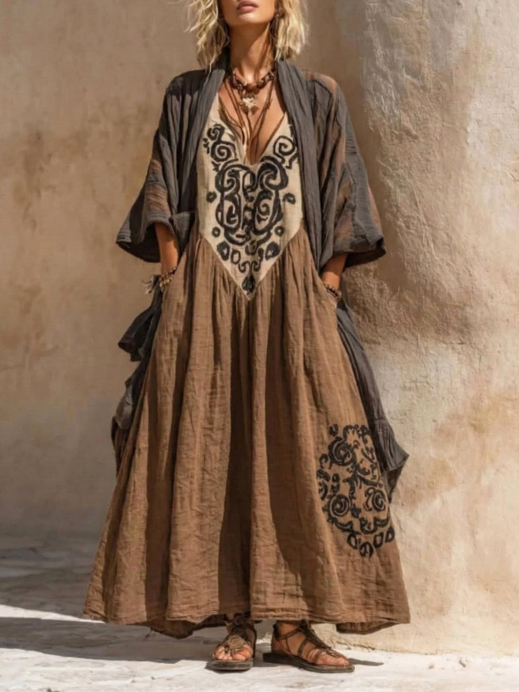 Boho Retro Loose Linen Cotton Two-piece Set