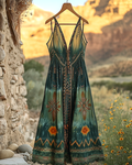 Summer Vintage Bohemian Lace Embroidery Dress f834