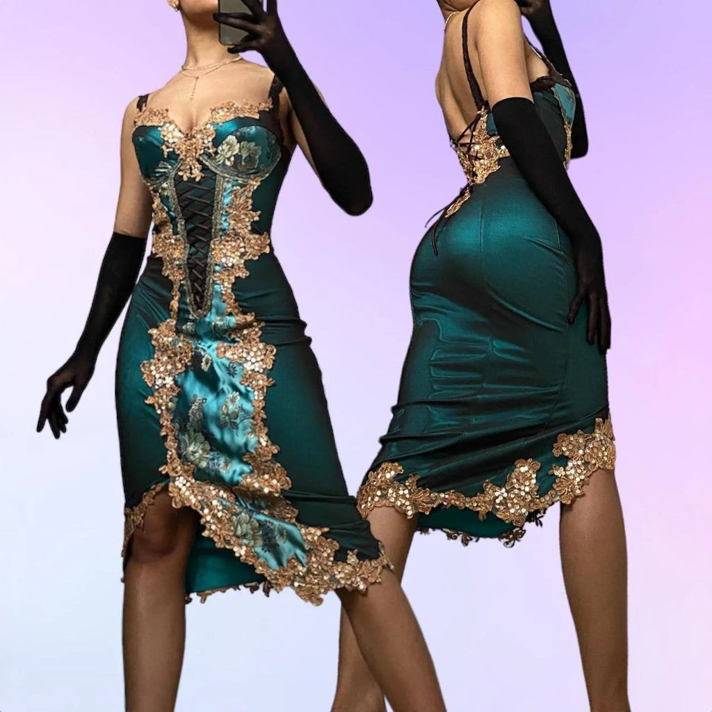 Turquoise Green Shiny Fashion Short/Mid-Length Chiffon Sequin Homecoming Dress Birthday Party Dress