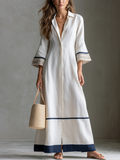 Refined Ivory Contrast Hem Maxi Dress