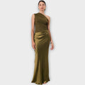 One-Shoulder Satin Evening Gown