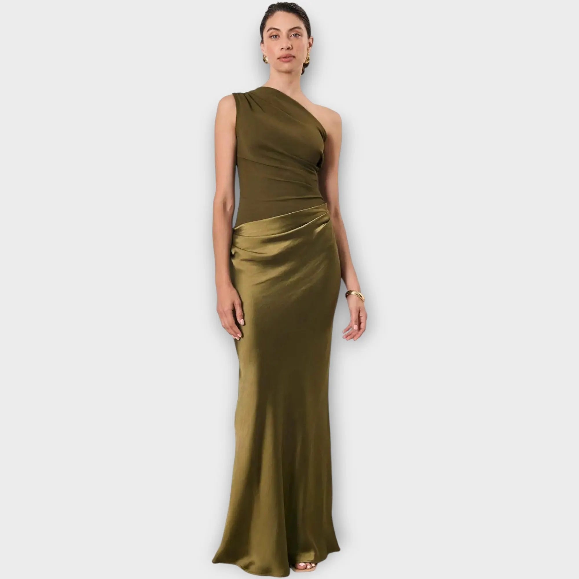 One-Shoulder Satin Evening Gown