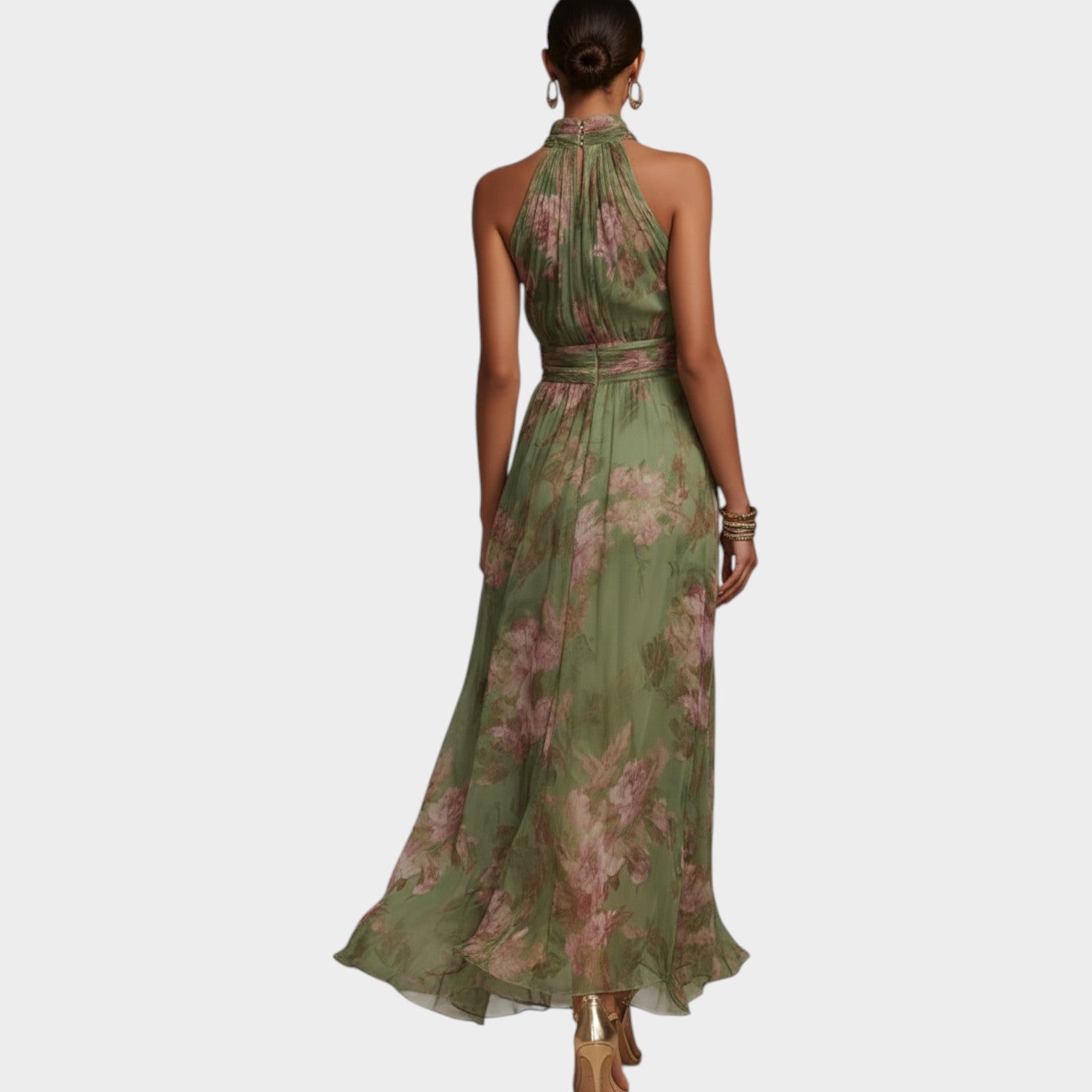 Floral Halter Neck Maxi Dress